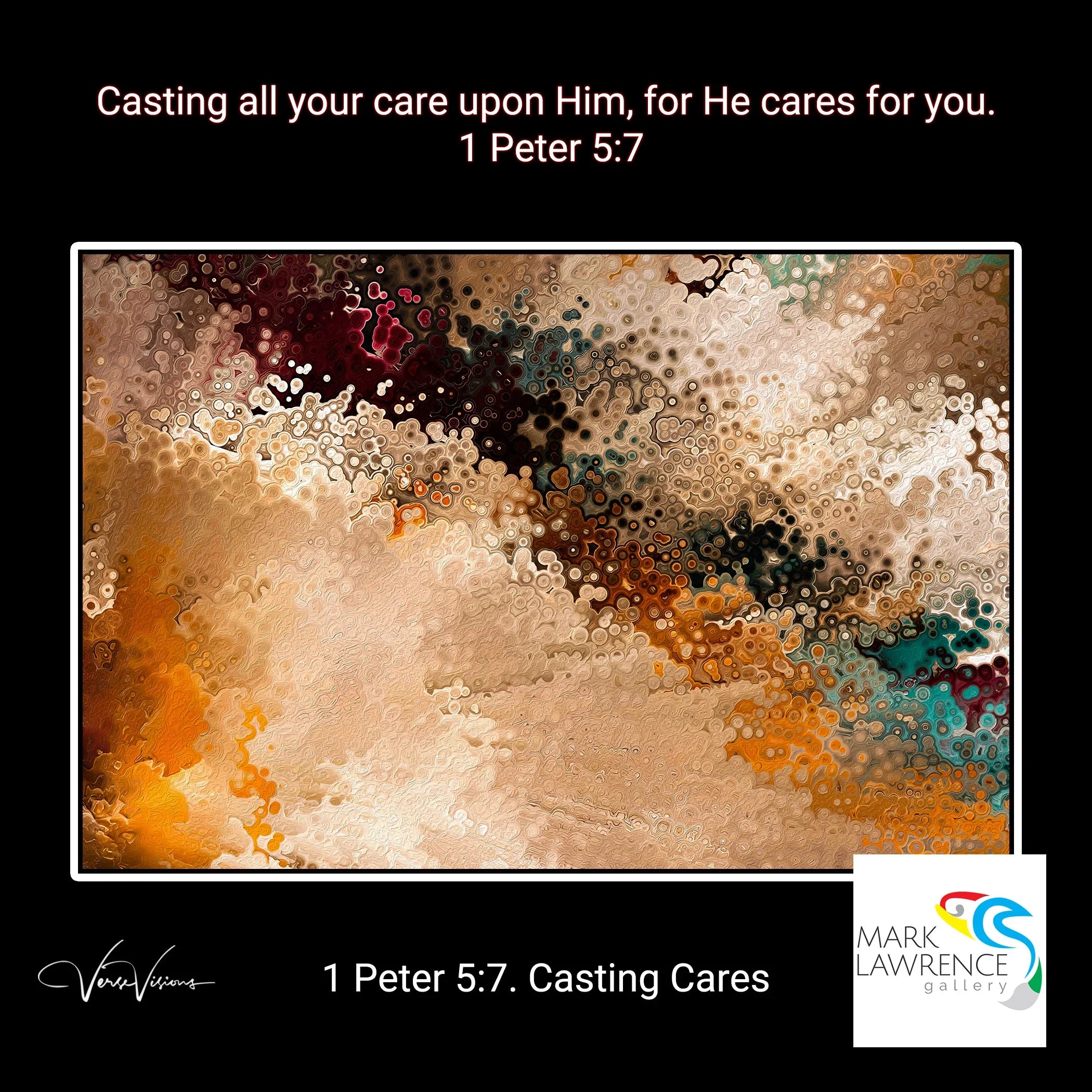 Christian Modern Art. 1 Peter 5:7. Casting Cares