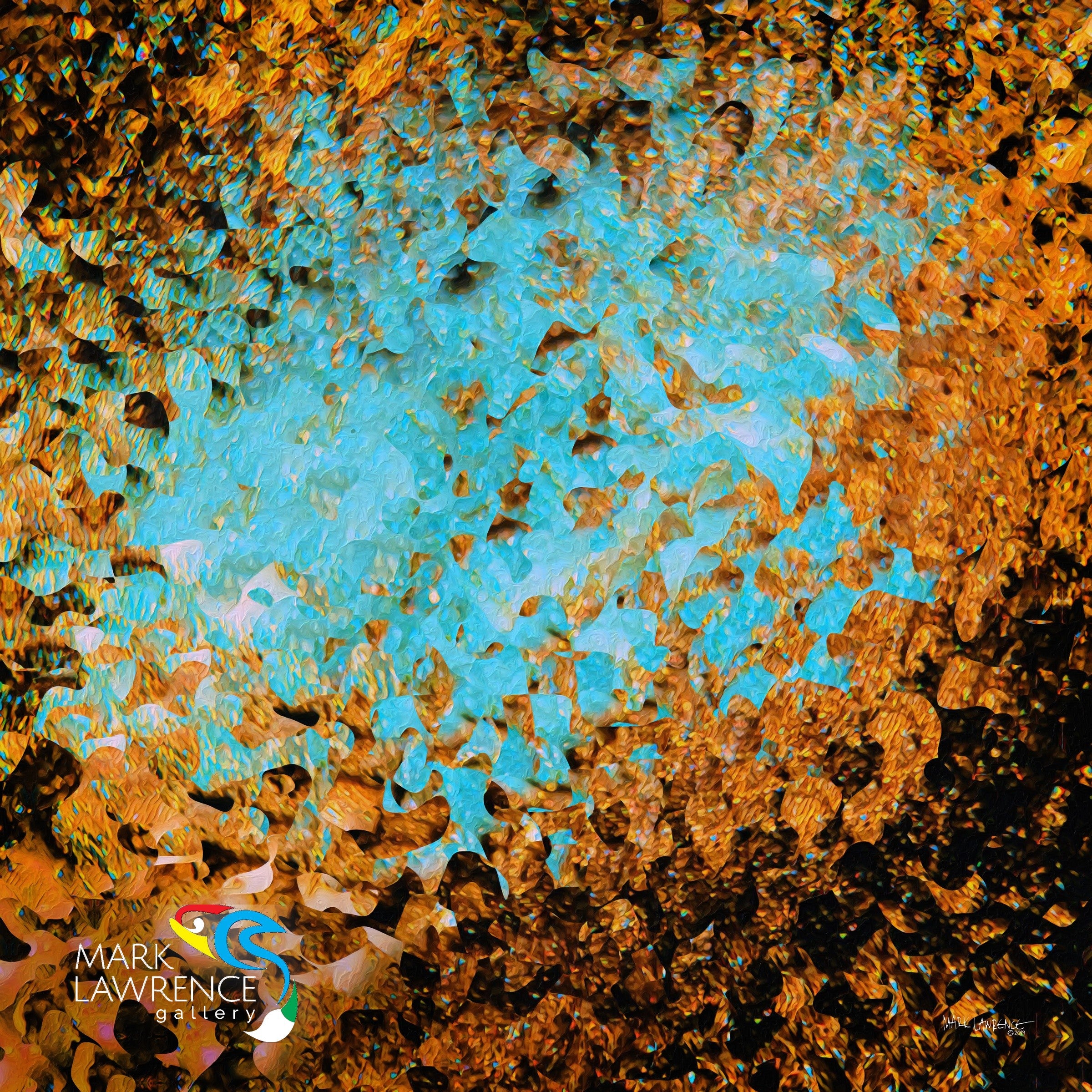 Isaiah 40:31 On Eagle's Wings scripture wall art, abstract turquoise and copper by Mark Lawrence