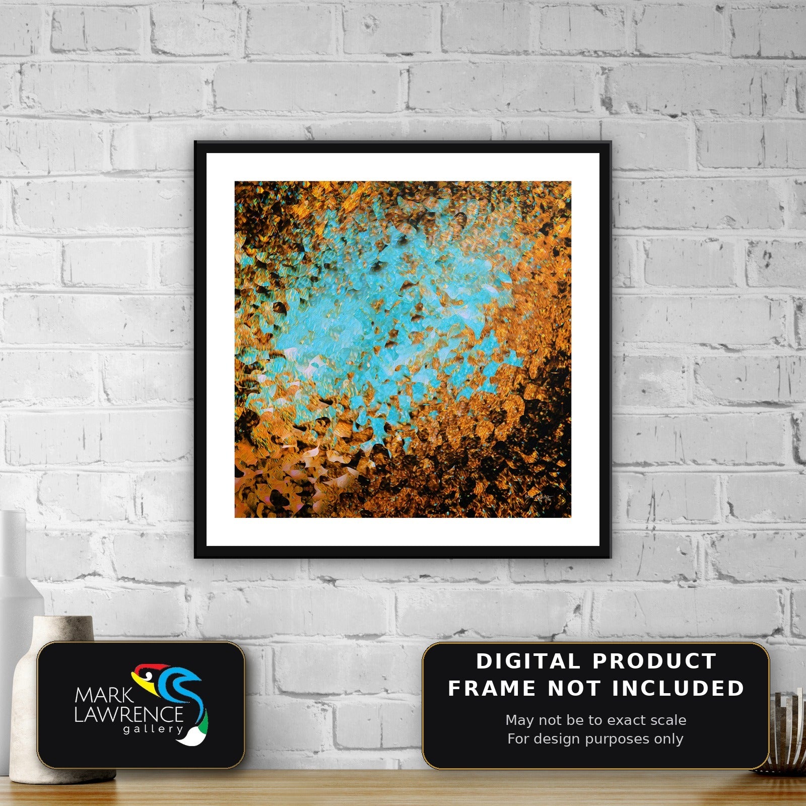 Isaiah 40:31 On Eagle's Wings Christian wall art on a white brick wall, turquoise and copper abstract painting