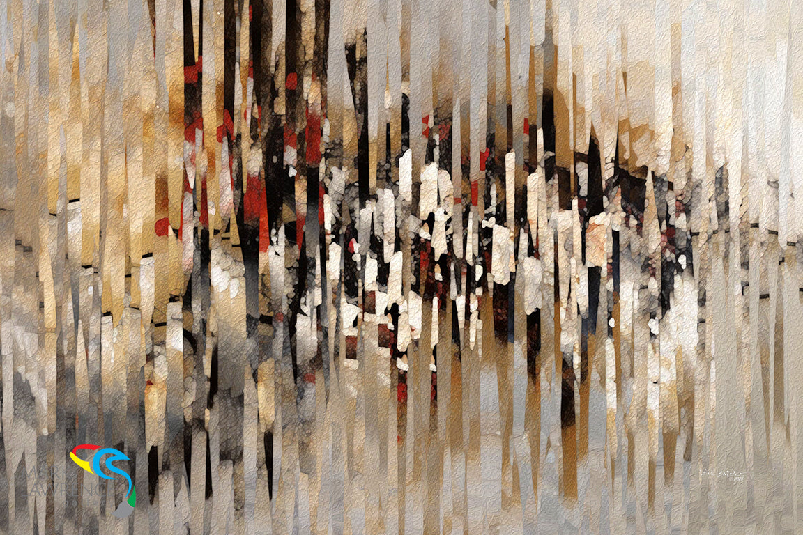 Abstract art with vertical brush strokes in earthy tones