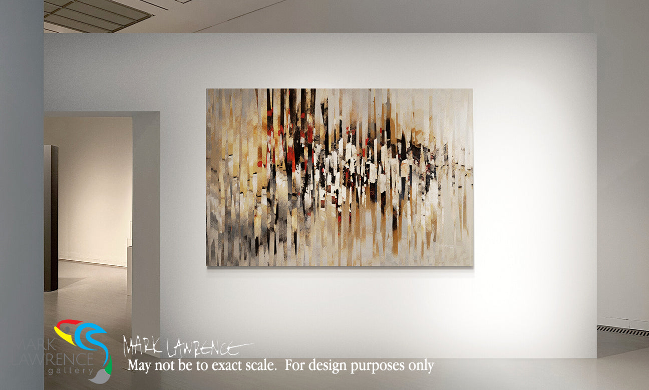 Abstract painting on a wall in an indoor setting