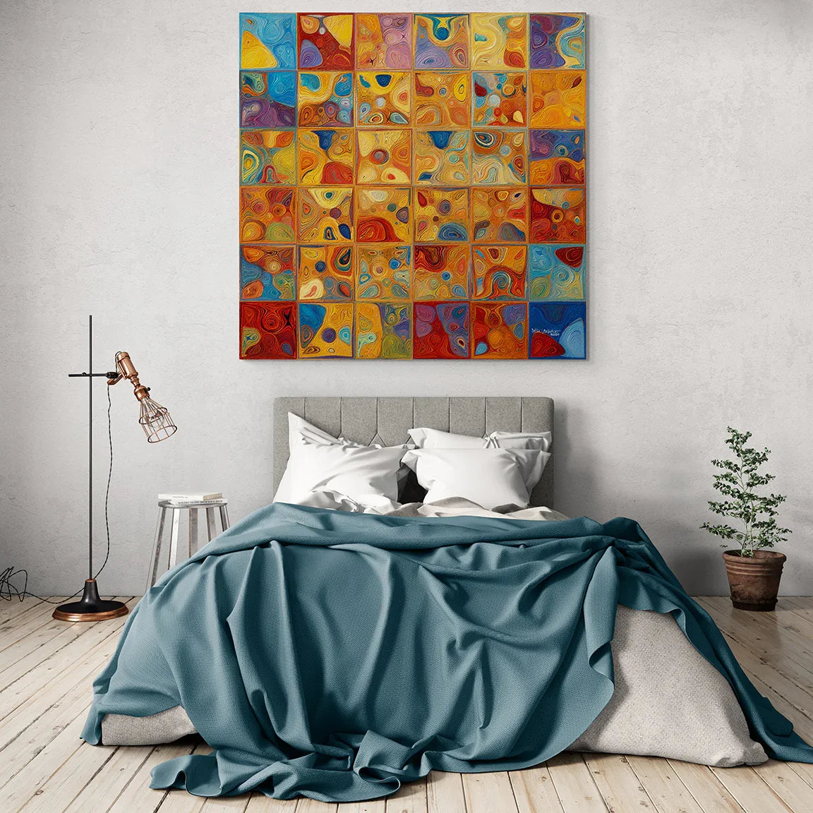Interior Design Inspiration- Job 38:7. The Dance of Creation. Limited Edition Christian Modern Art. Hand embellished & textured giclee paintings with bold brush strokes by the artist. Signed & numbered. Museum quality on canvas wall art prints. Jesus holds your identity secure. Let go of fear and step into His light.