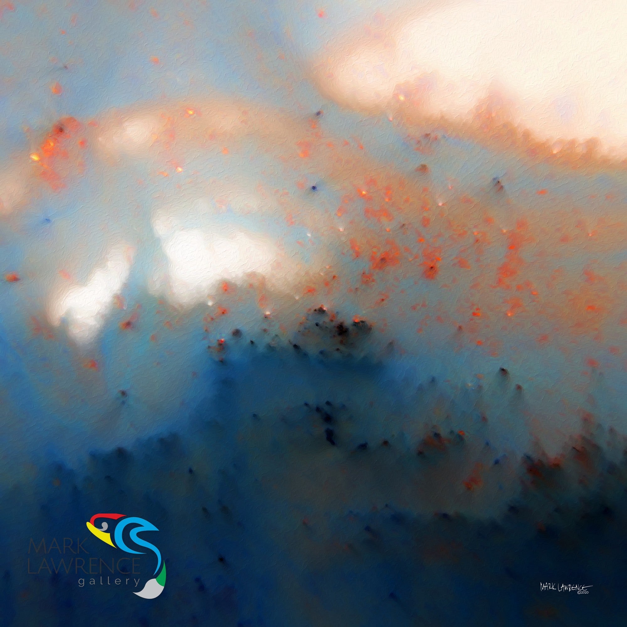 Never Lose Hope in Hard Times, Jeremiah 29:11 scripture wall art, the full abstract painting in white, blue and orange by Mark Lawrence