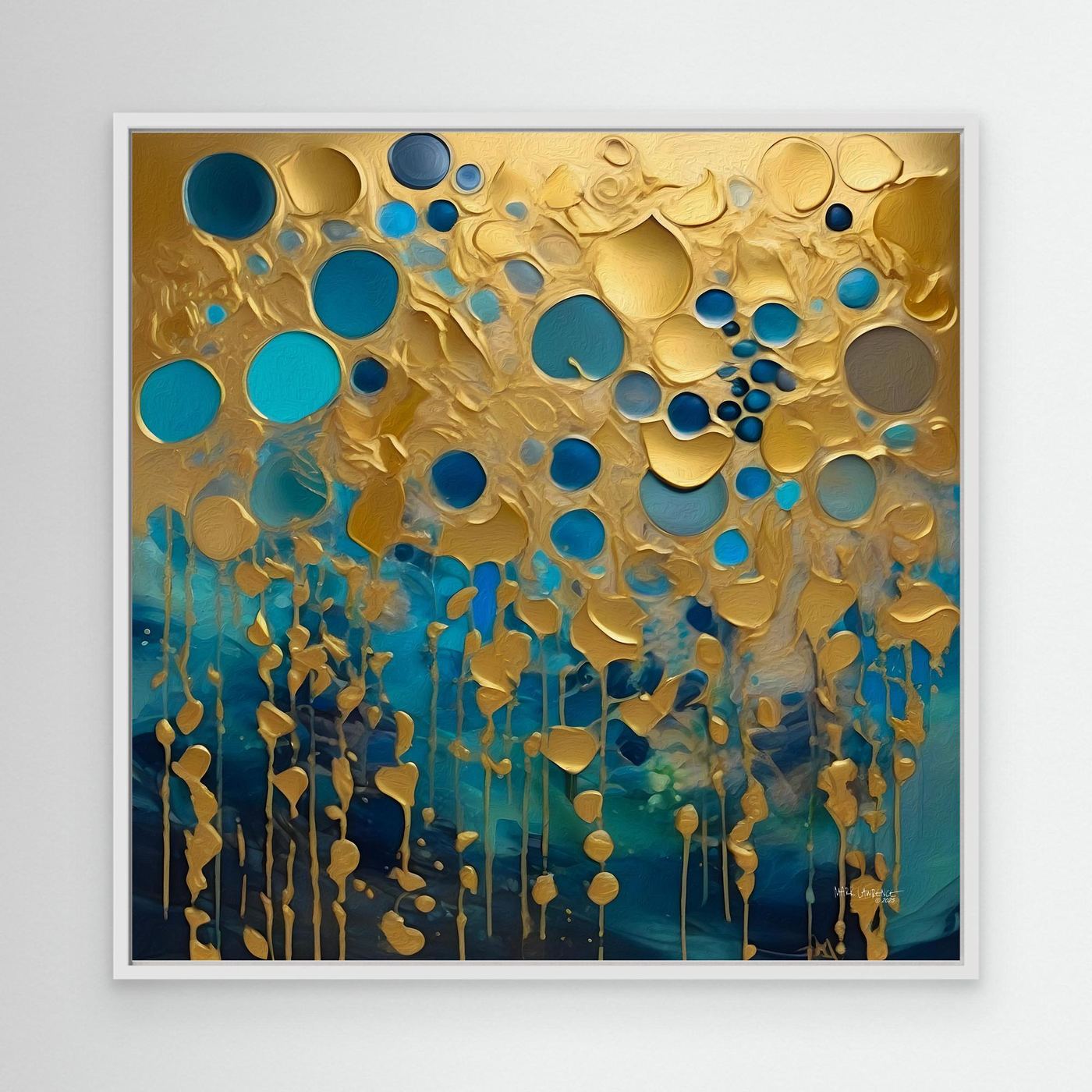 Isaiah 66:12 "Streams of Glory" framed square canvas wall art — modern Christian scripture art by Mark Lawrence