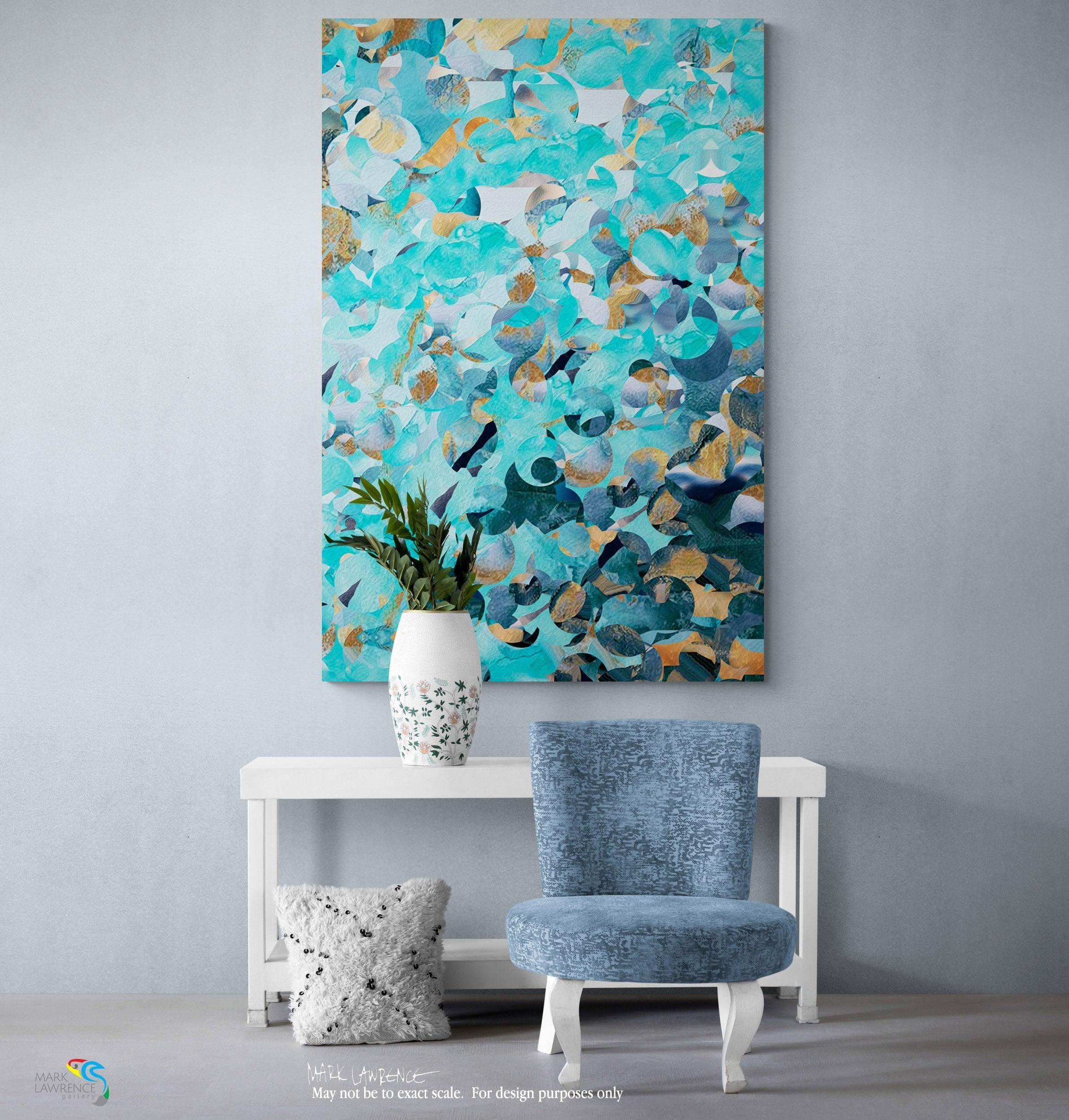 Luke 1:47. Rejoice In God. Limited Edition Christian Modern Art. Ultra-hand embellished and textured with rich brush strokes by the artist. Signed and numbered brightly colored Christian abstract art. Find Christian Art That Speaks To You! And my spirit has rejoiced in God my Savior. Luke 1:47