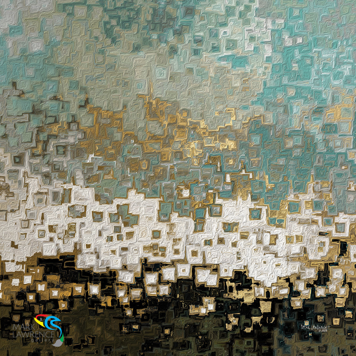 Abstract art with geometric patterns in a variety of colors