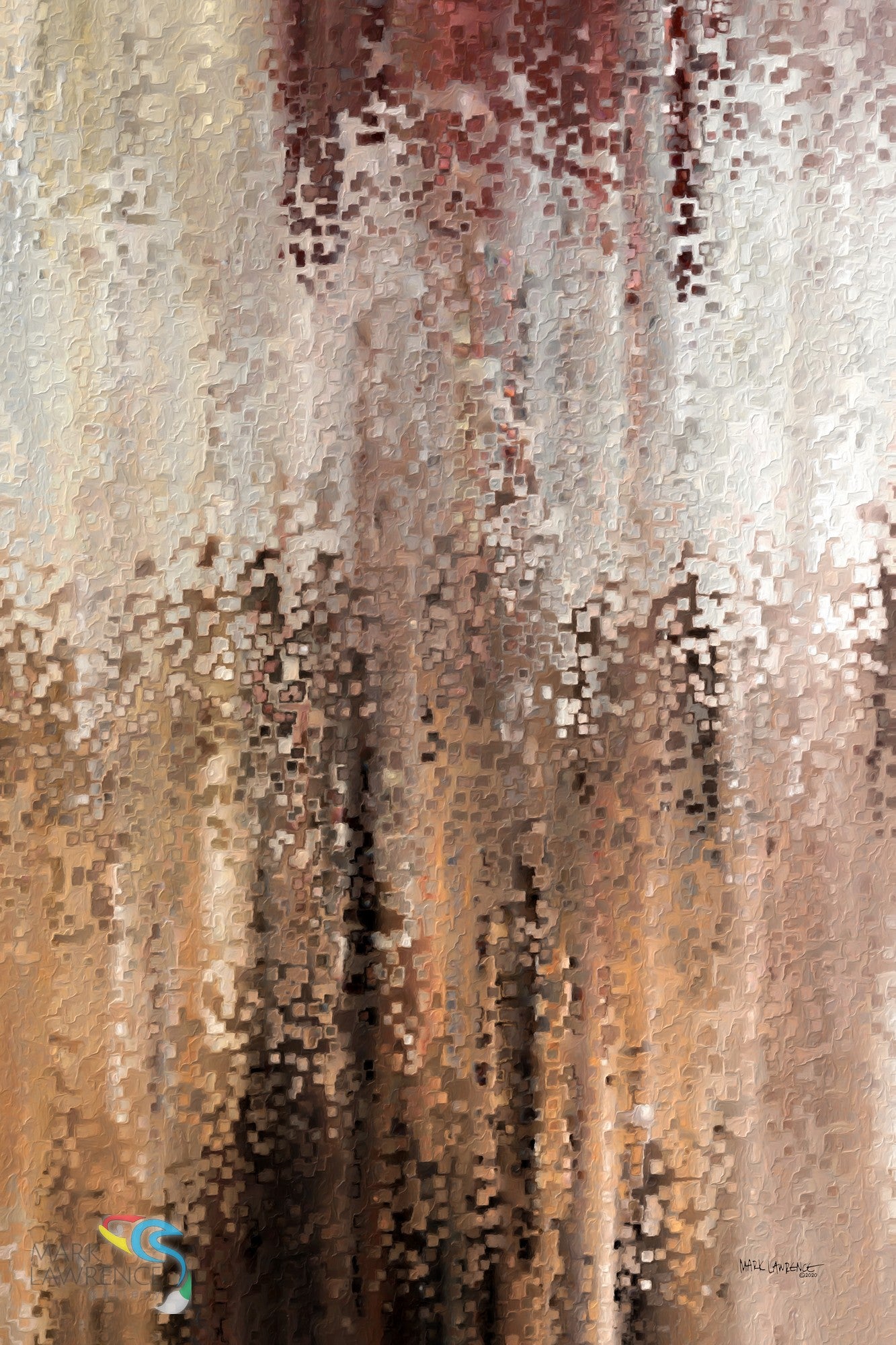 I Am With You, Isaiah 41:10 scripture wall art, the full abstract painting in warm amber, rust and deep red by Mark Lawrence