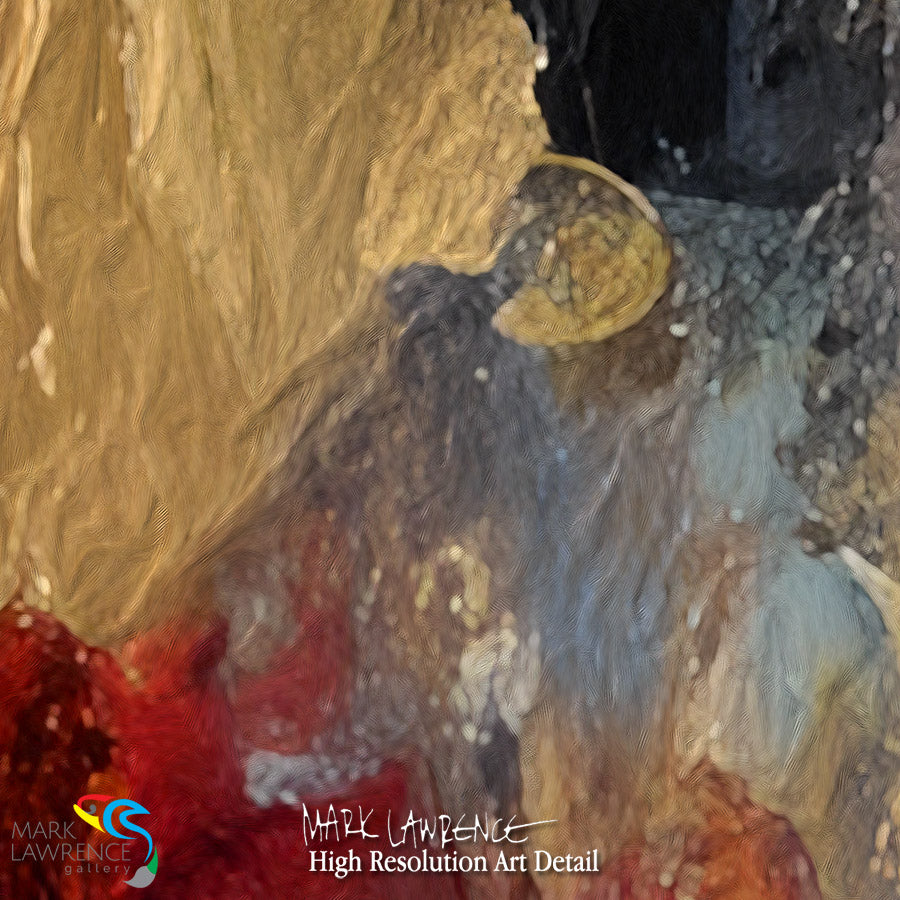 Close-up of textured art with Mark Lawrence signature
