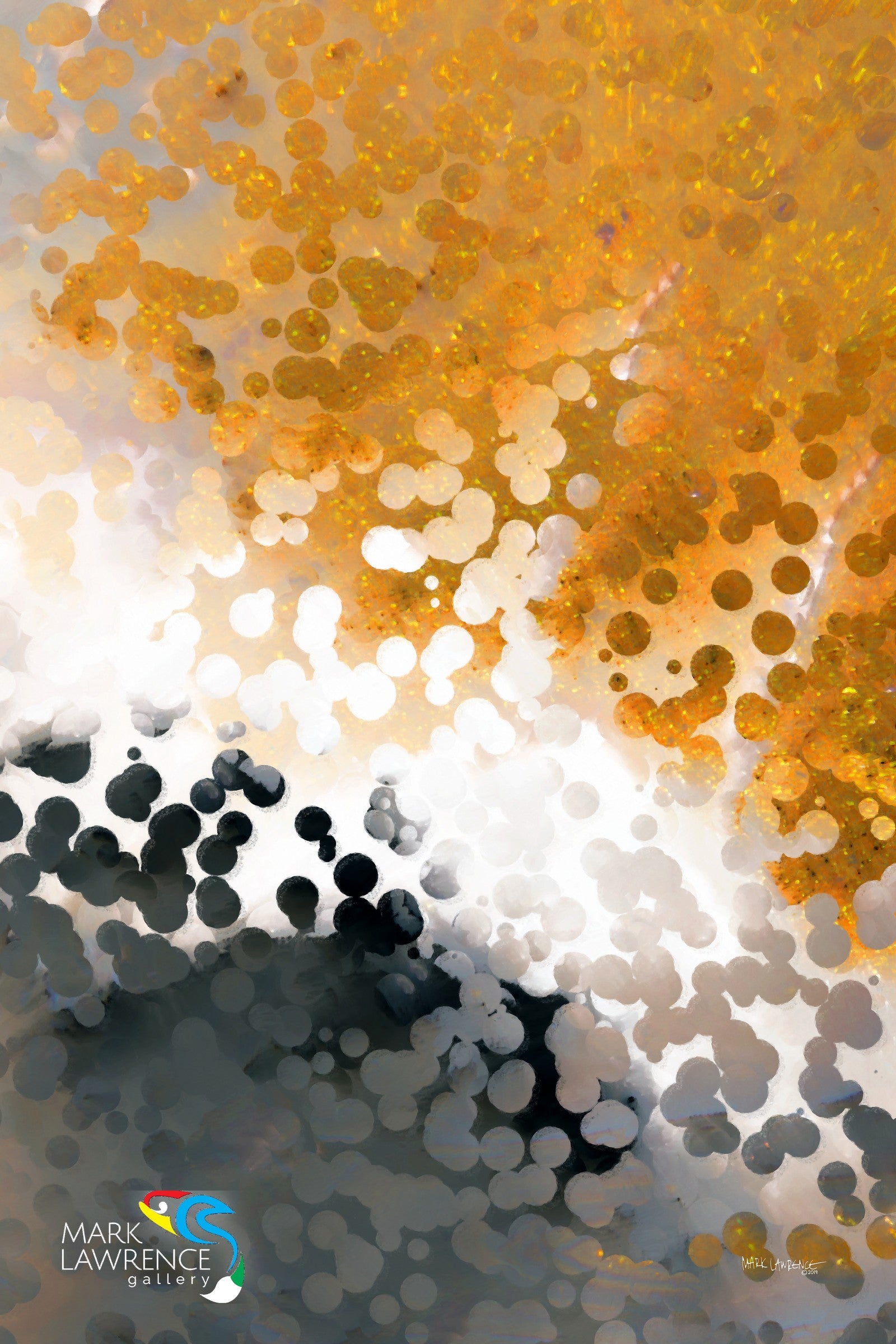 Philippians 4:13 All Things Through Christ scripture abstract painting in gold and charcoal by Mark Lawrence