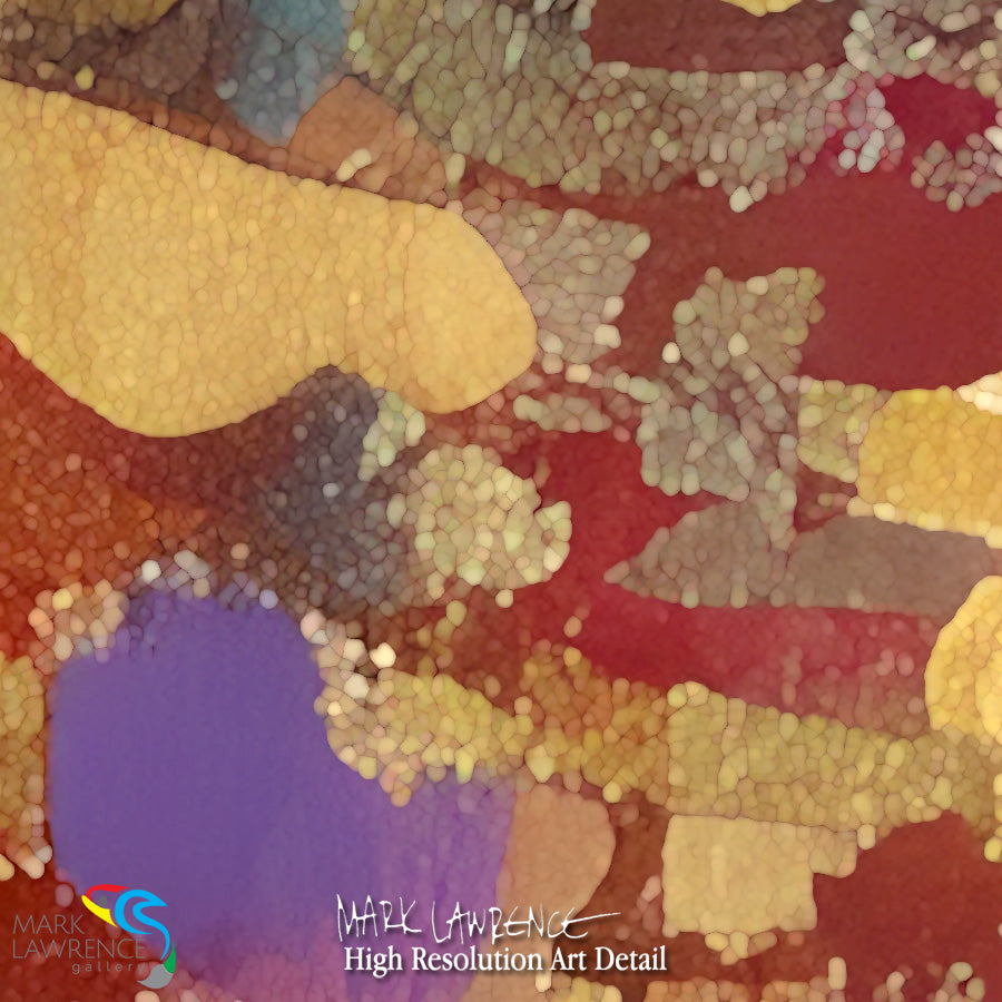 Abstract art with colorful patterns and 'Mark Lawrence' signature
