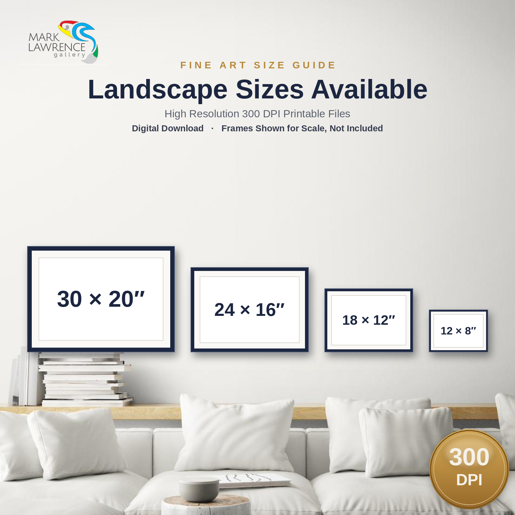 Isaiah 40:31 printable wall art size guide showing available landscape print sizes