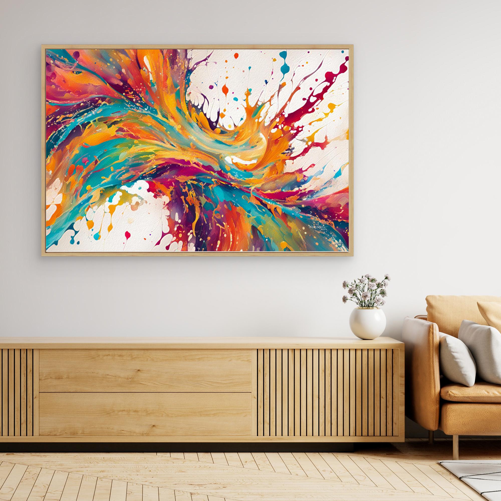 Transformed in Truth oak-framed canvas in a modern room